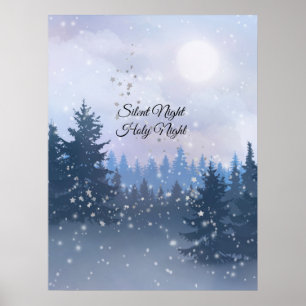 Poster Nuit silencieuse Saint-Nuit Magique Hiver Illustra