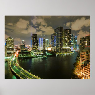 Poster Nuit skyline de Miami