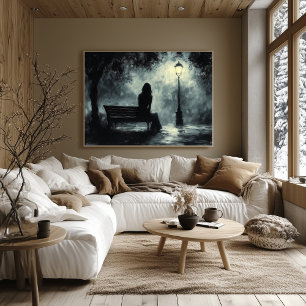 Poster Nuit solitaire sous le réverbère