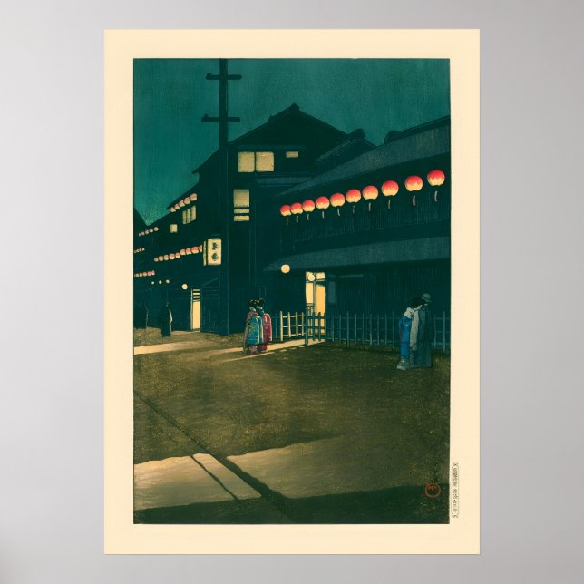 Poster Nuit Souemoncho par Kawase Hasui (Devant)
