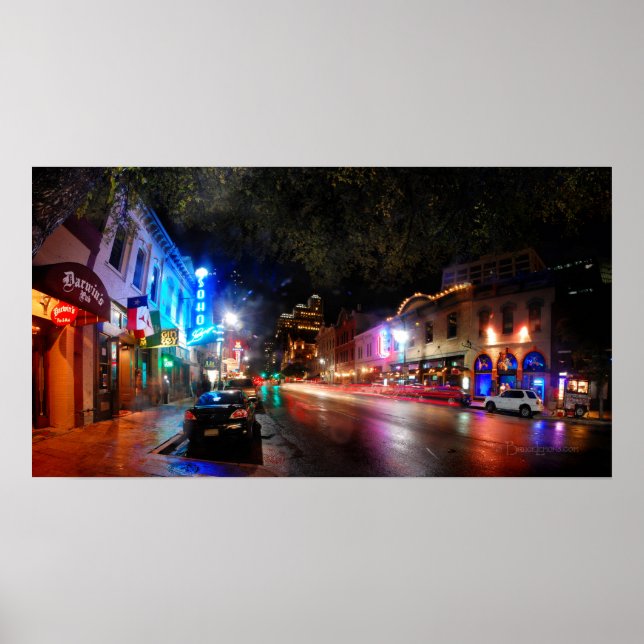 Poster Nuit sur 6th Street - Austin Texas (Devant)