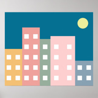 Poster Nuit Ville Scape