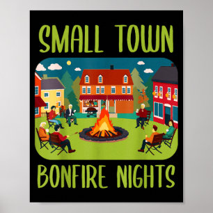 Poster Nuits de feu de joie en petite ville saison automn
