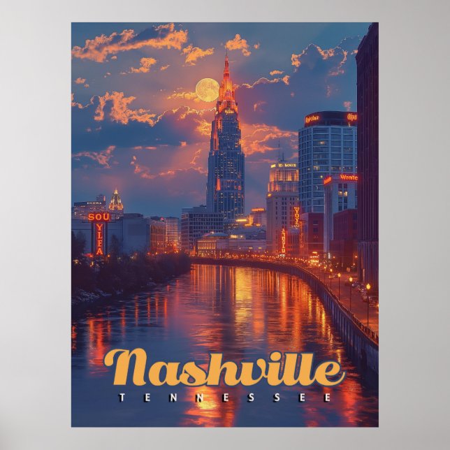 Poster Nuits de Nashville : Réflexions Skyline (Devant)