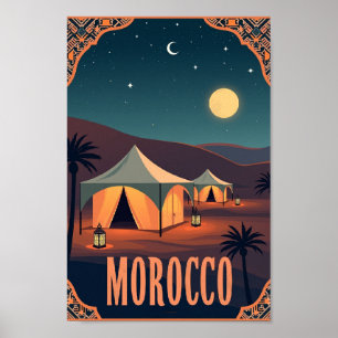 Poster Nuits du désert marocain – Lueur de lanterne rétro