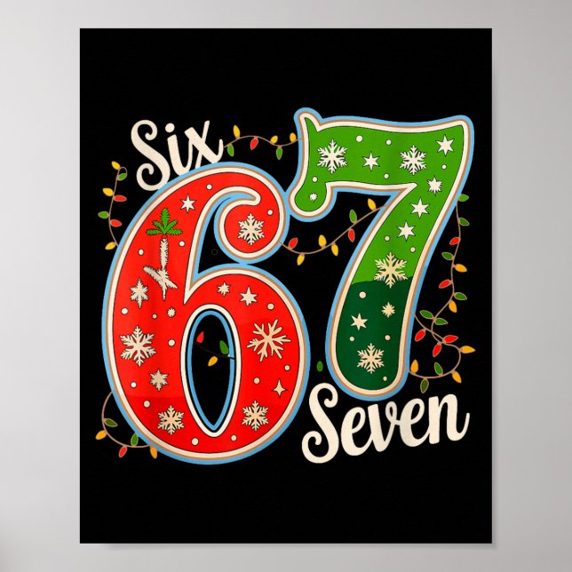 Poster Number 67 Funny Six Seven 6 7 Meme Christmas Light (Devant)