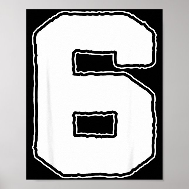 Poster Number 6 6th Birthday Boy Kids Six Year Old Happy  (Devant)