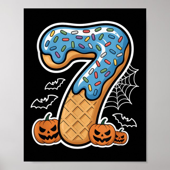 Poster Number 7 Ice Cream Seven Halloween Pumpkin Men Wom (Devant)