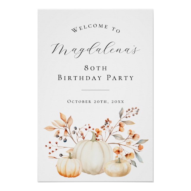 Poster NUMÉRIQUE 80e anniversaire Citrouille automne quit (Devant)