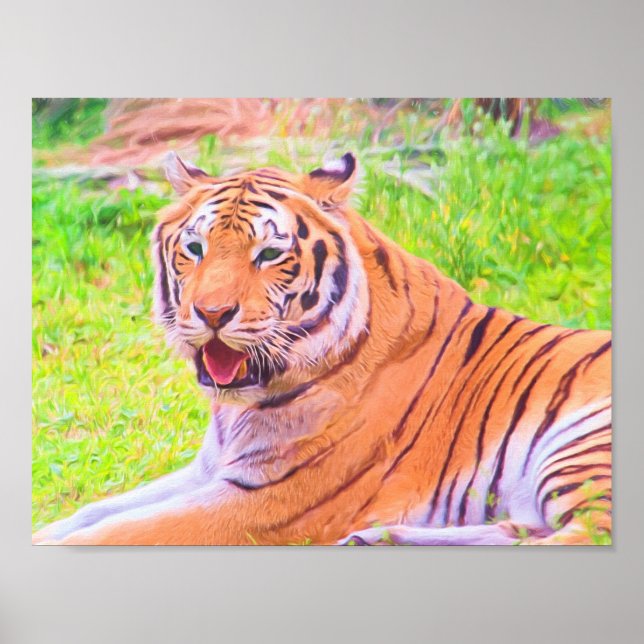 Poster numérique de tigre de Sibérie peint (Devant)