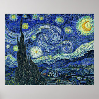 Poster numériquement modifié Starry Night Van Gogh floue