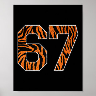 Poster Numéro 67 En Orange Imprimé Tigre Fanwear Sports J