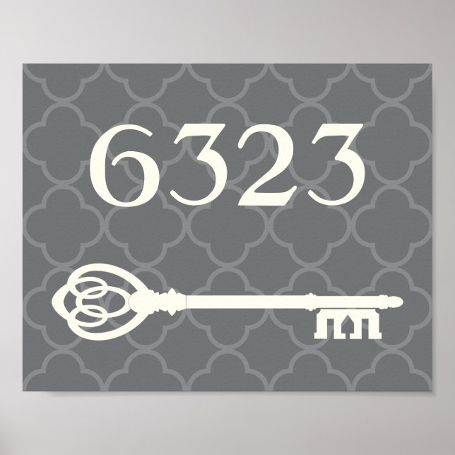 Poster Numéro de maison Quatrefoil Cadeau de chauffage do (Devant)