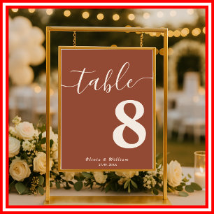 Poster Numéro de table de mariage aux fleurs sauvages Boh