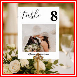 Poster Numéro de table de mariage élégant avec PHOTO Call