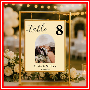 Poster Numéro de table de mariage PHOTO Jaune Beurre