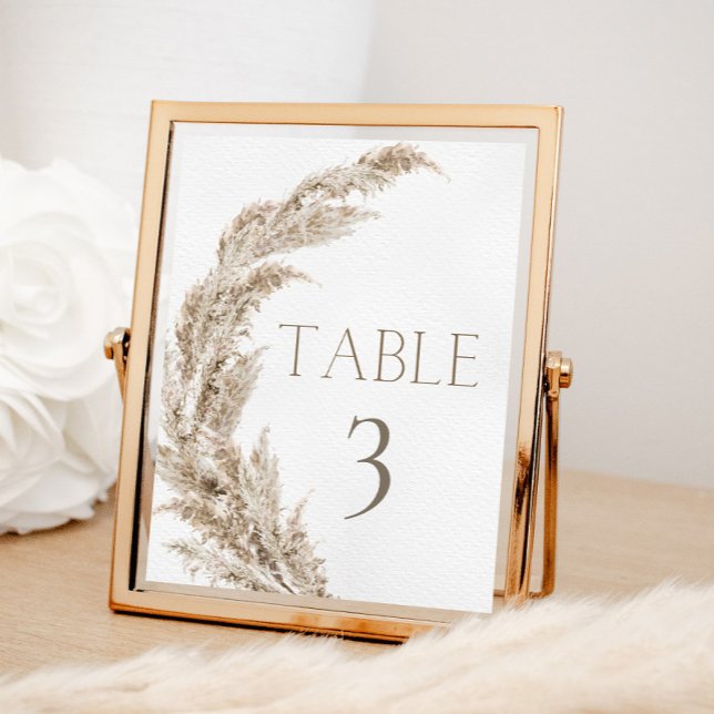 Poster Numéro de table du Boho de graminées Pampas (Créateur téléchargé)
