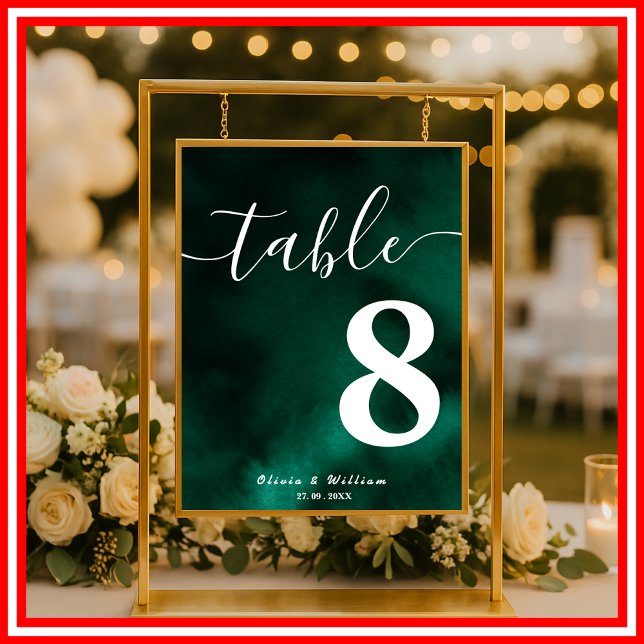 Poster Numéro de table du Mariage Emerald Green (Créateur téléchargé)