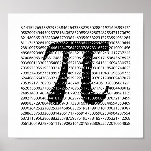 Poster Numéro noir d'origine pi jour symbole mathématique (Devant)