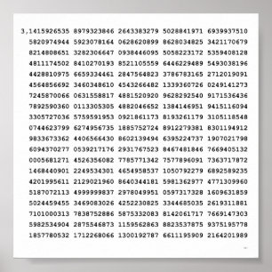 Poster Numéro Pi 1000 Premiers Chiffres   Symbole mathéma