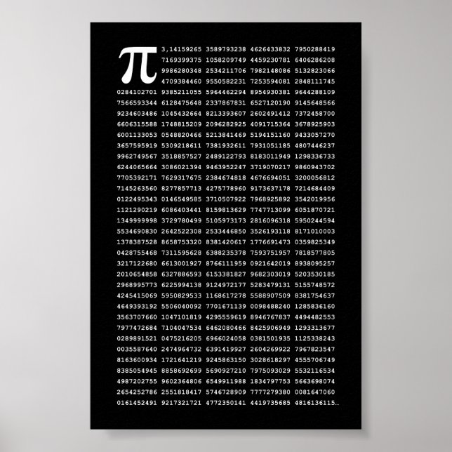 Poster Numéro Pi 1000 Premiers Chiffres | Symbole mathéma (Devant)
