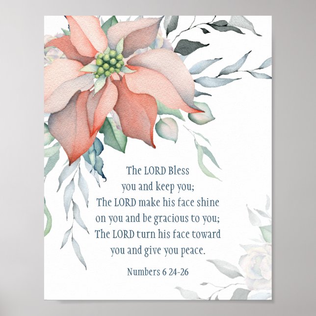 Poster Numéros 6:24-26 Le Seigneur vous bénisse Floral d' (Devant)