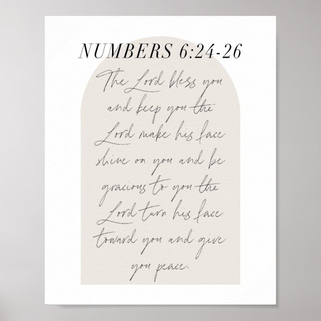 Poster Numéros 6:24-26 Script minimal Boho Arc Beige Boho (Devant)