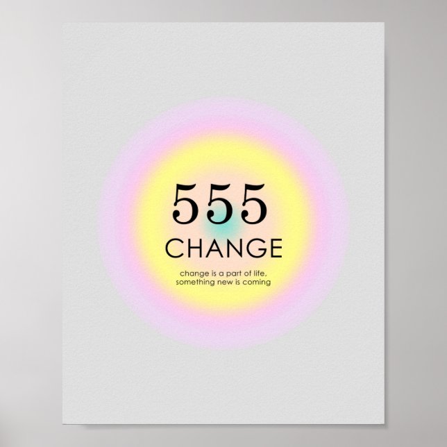 Poster Numéros d'ange Numérologie 555 Changement de signi (Devant)