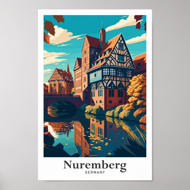 Poster Nuremberg Allemagne Art Voyage Illustration (Devant)