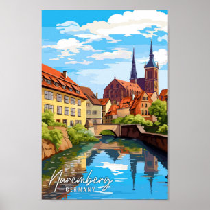 Poster Nuremberg Allemagne Illustration de voyage artisan