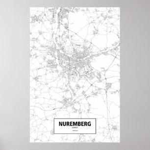 Poster Nuremberg, Allemagne (noir sur blanc)