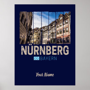 Poster Nuremberg Bavière Vintage Allemagne Souvenir