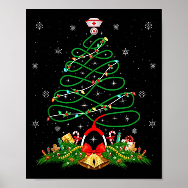 Poster Nurse Christmas Scrub Tops Nursing Stethoscope Xma (Devant)