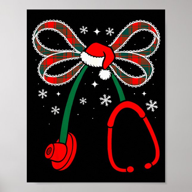 Poster Nurse Coquette Bow Stethoscope Nursing Xmas Pjs Ch (Devant)