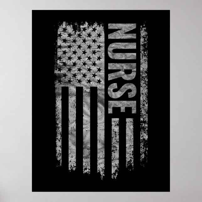 Poster Nurse USA Flag Distressed design (Devant)