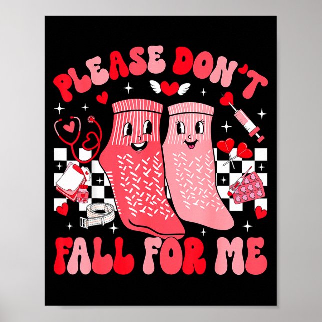 Poster Nurse Valentines Day Non Slip Socks Please Don't F (Devant)