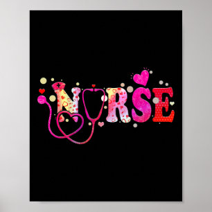 Poster Nurse Valentines Day Valentine Scrub Top Femmes Sc