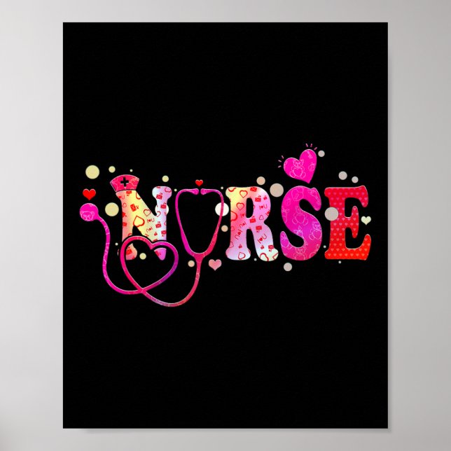 Poster Nurse Valentines Day Valentine Scrub Top Femmes Sc (Devant)