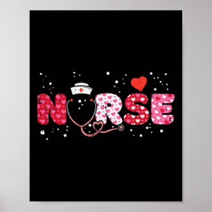 Poster Nurse Valentines Day Valentine Scrub Top Femmes Sc
