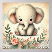 Nurserie Bébé Éléphant Floral