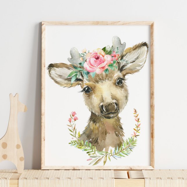 Poster Nurserie d'animaux de la forêt pour bébé Faon | Ar (Créateur téléchargé)