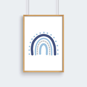 Poster Nurserie garçon gris et marine Décor arc-en-ciel