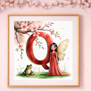 Poster Nurserie Lettre Q Fée Florale pour Bébé Fille