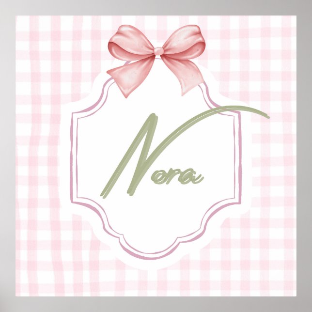 Poster Nurserie personnalisée pour bébé fille Nora Ruban  (Devant)