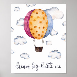 Poster Nursery Art Hot Air Balloon Dream Big
