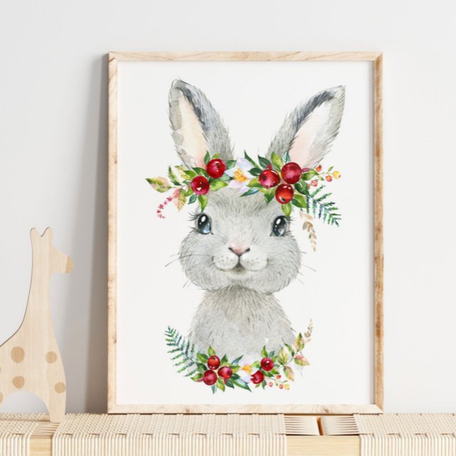 Poster Nursery d'animaux de la forêt avec lapin bébé | Jo (Créateur téléchargé)