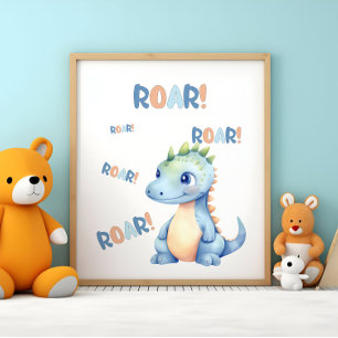 Poster Nursery de dinosaure à l'aquarelle mignon