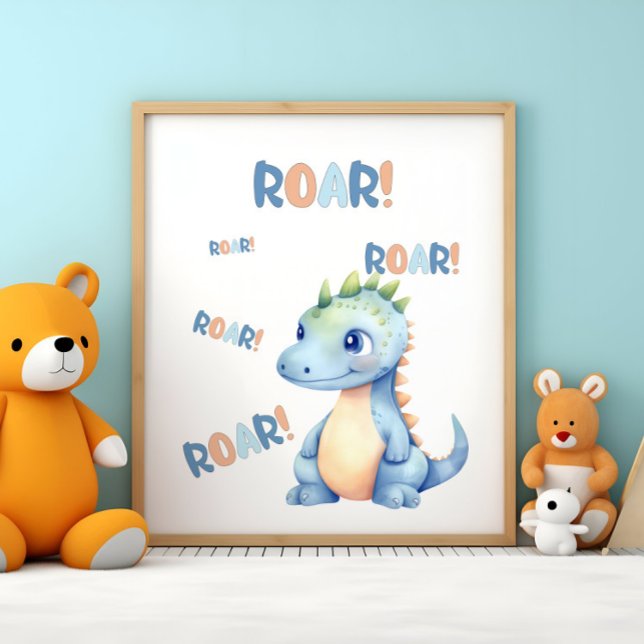 Poster Nursery de dinosaure à l'aquarelle mignon  (Créateur téléchargé)