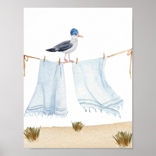 Poster Nursery Lessive Moucheté de Chapeau de Plage Nauti (Devant)