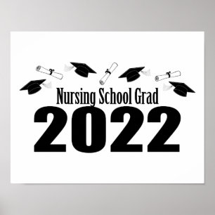 Poster Nursing School Grade 2022 Caps And Diplomas